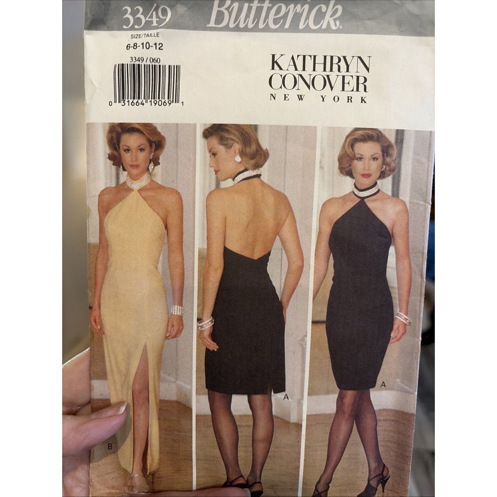 Butterick 3349 Kathryn Conover Dress Sewing Pattern Size 12 Vintage 1990s Halter